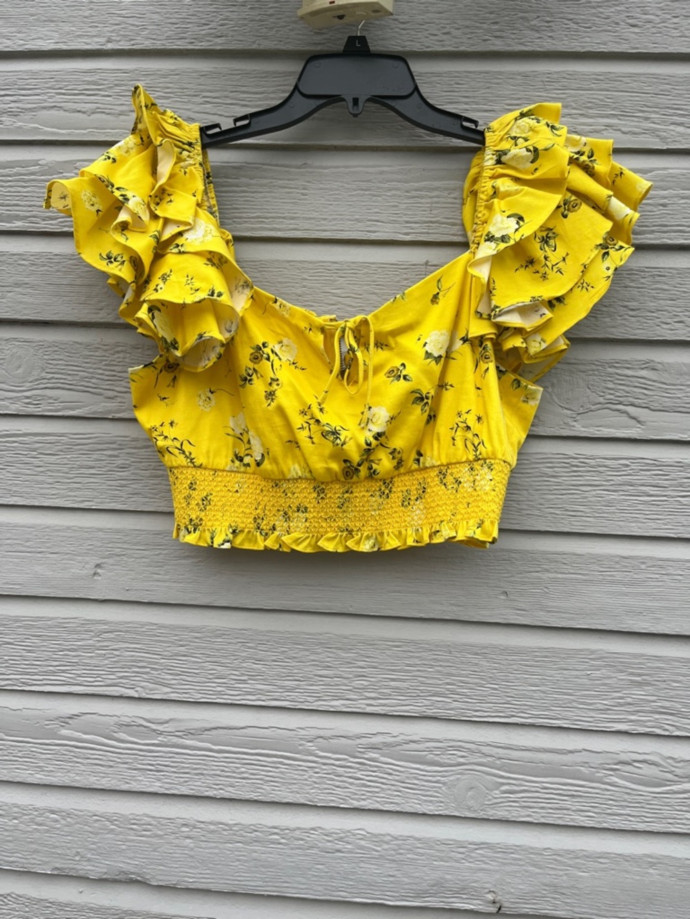 Alice + Olivia Yellow Floral Crop Top